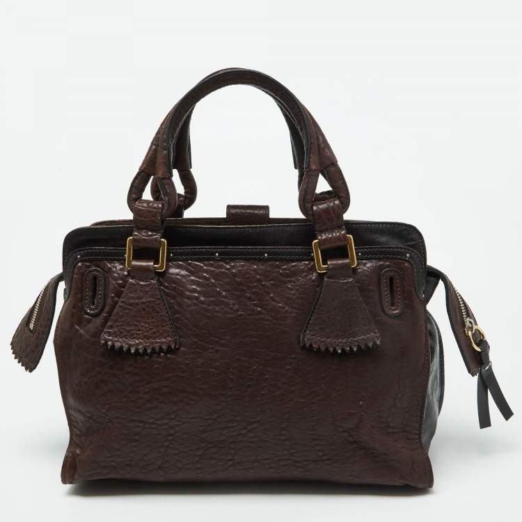 Pre Owned Chloe Brown/Black Leather Pockets Tote