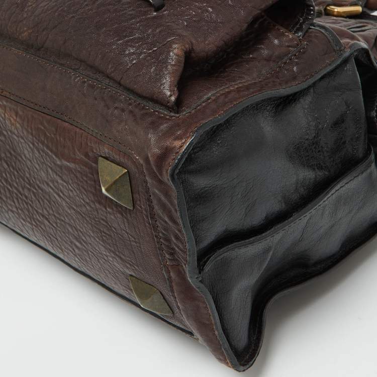 Pre Owned Chloe Brown/Black Leather Pockets Tote