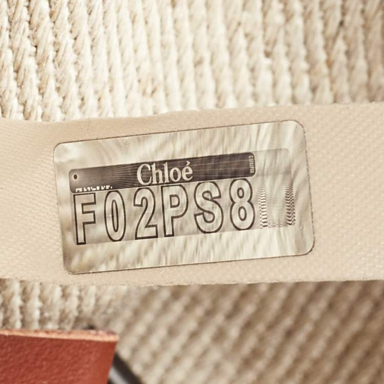 Pre Owned Chloe Beige/Tan Raffia and Leather Small Woody Bucket Bag