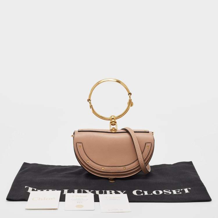 مملوكة مسبقًا Chloe Beige Leather Nile Minaudiere Crossbody Bag