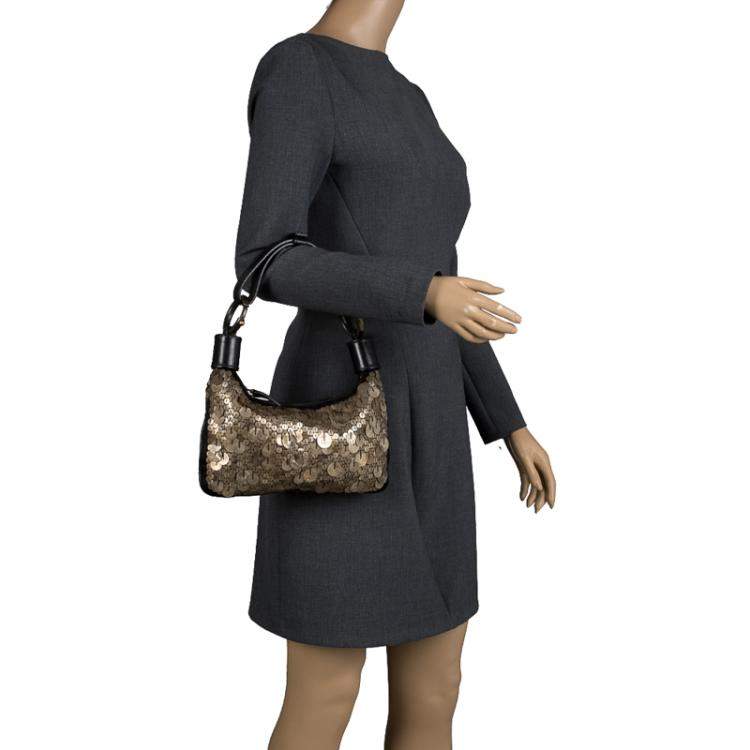 Pre Owned Chloe Black and Metallic Sequin Embellished Shoulder Bag