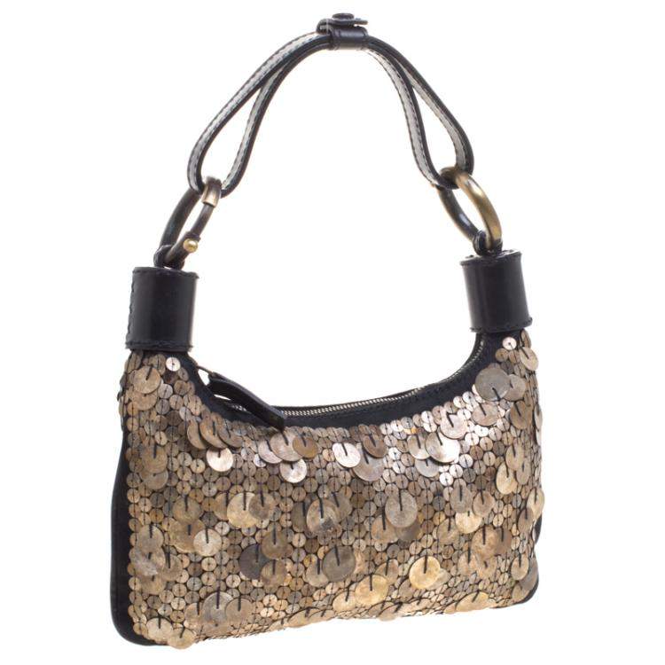 Pre Owned Chloe Black and Metallic Sequin Embellished Shoulder Bag
