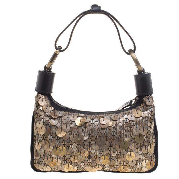 Pre Owned Chloe Black and Metallic Sequin Embellished Shoulder Bag