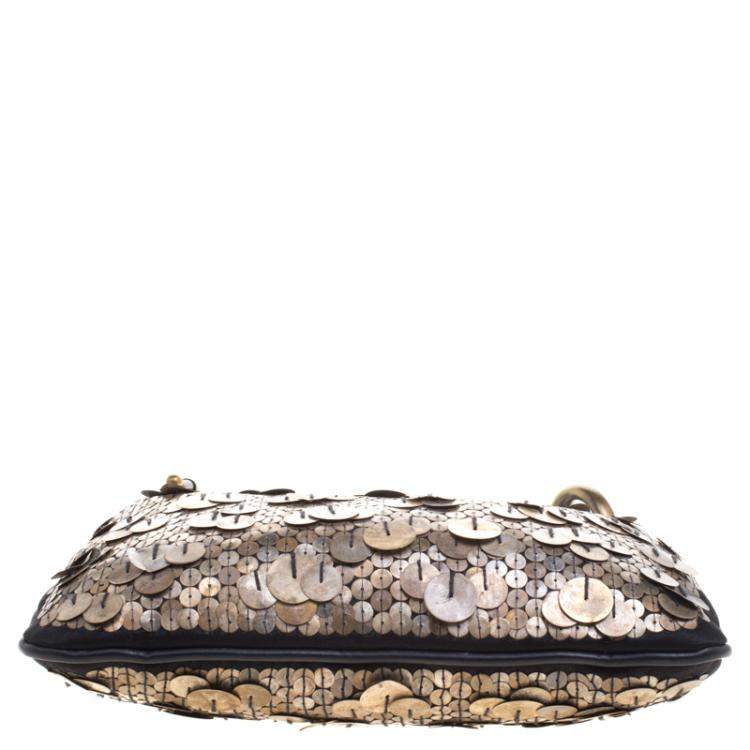 Pre Owned Chloe Black and Metallic Sequin Embellished Shoulder Bag