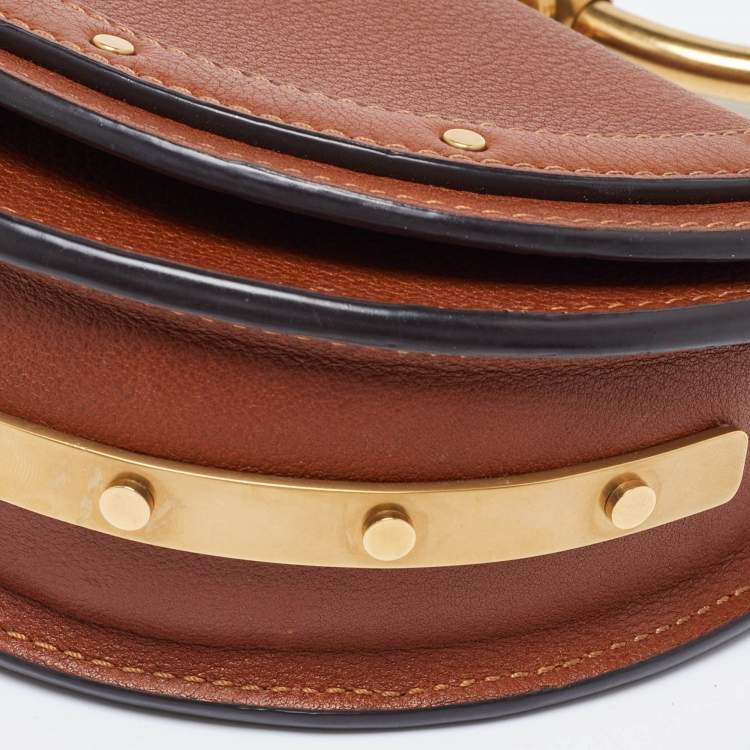 Pre Owned Chloe Tan Leather Small Nile Bracelet Minaudiere Bag