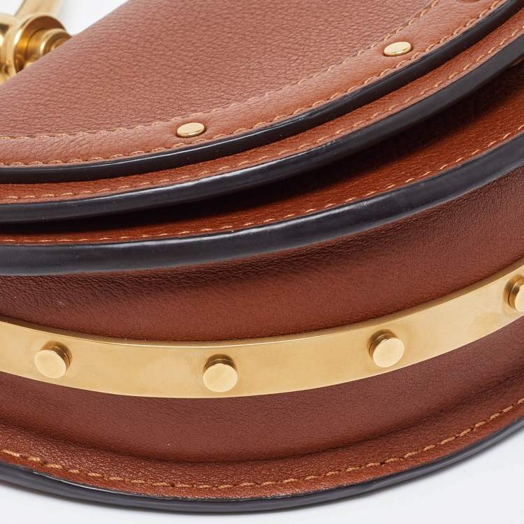 Pre Owned Chloe Tan Leather Small Nile Bracelet Minaudiere Bag