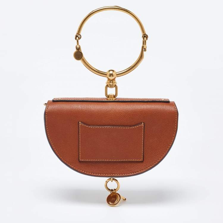 Pre Owned Chloe Tan Leather Small Nile Bracelet Minaudiere Bag