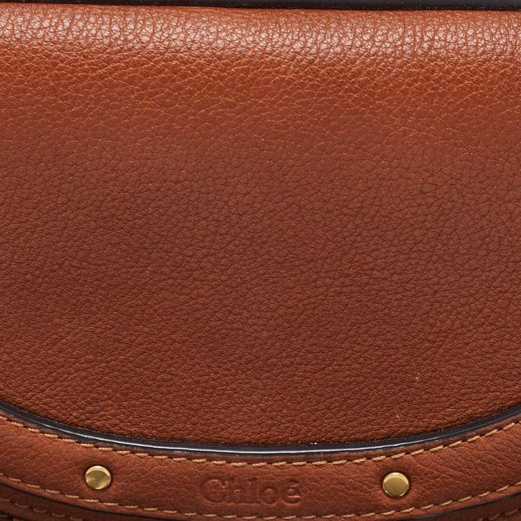 Pre Owned Chloe Tan Leather Small Nile Bracelet Minaudiere Bag