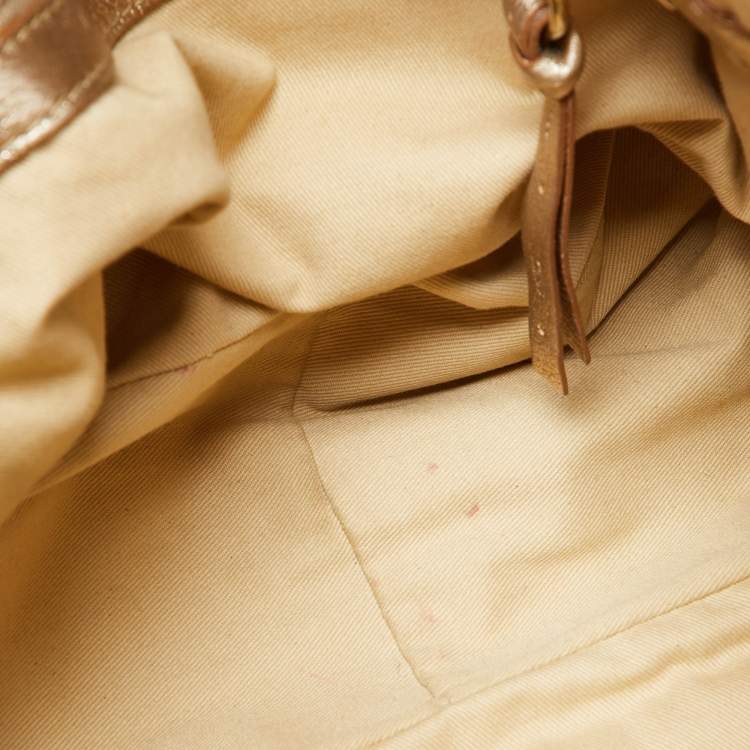 Pre Owned Chloe Gold Leather Front Pocket Satchel