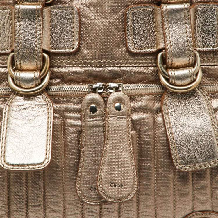 Pre Owned Chloe Gold Leather Front Pocket Satchel