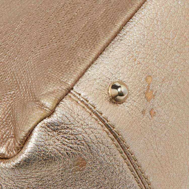 Pre Owned Chloe Gold Leather Front Pocket Satchel