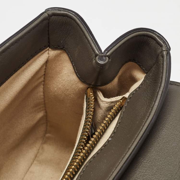 Pre Owned Chloe Dark Grey/Brown Croc Embossed Leather C Top Handle Bag