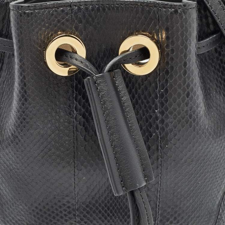 Pre Owned Chloe Black Snakeskin and Leather Gala Bucket Bag