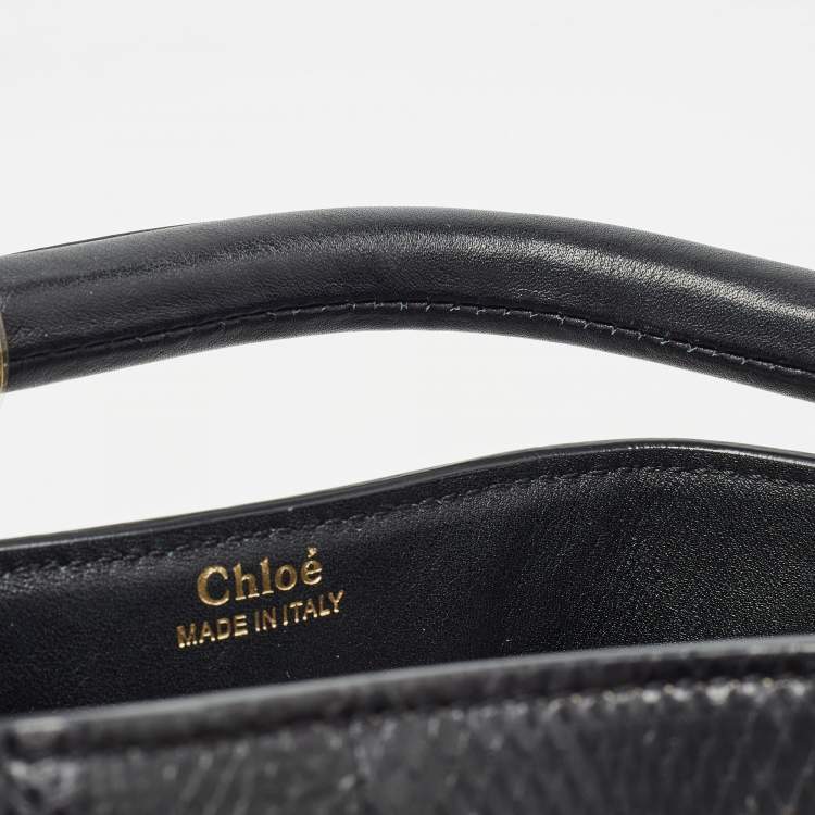 Pre Owned Chloe Black Snakeskin and Leather Gala Bucket Bag