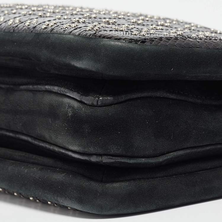 Pre Owned Chloe Black Snakeskin, Nubuck and Leather Studded Crossbody Bag