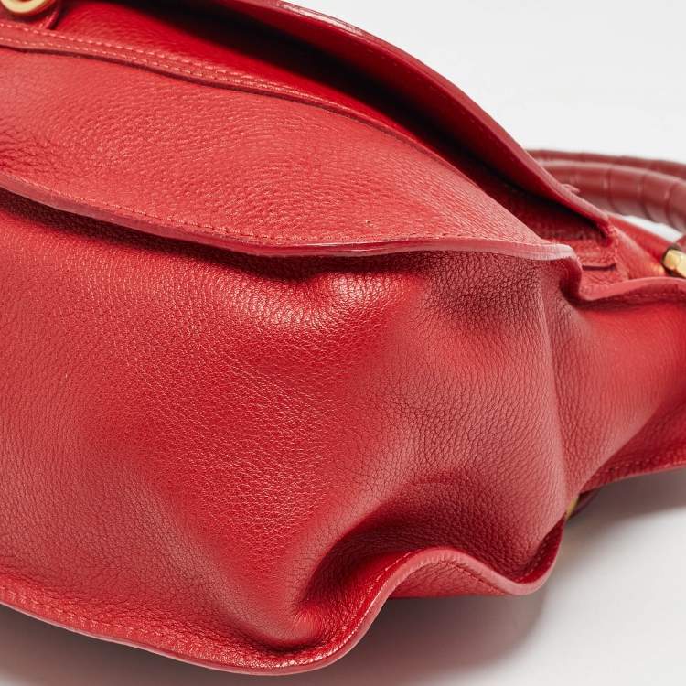 Pre Owned Chloe Red Leather Medium Marcie Shoulder Bag
