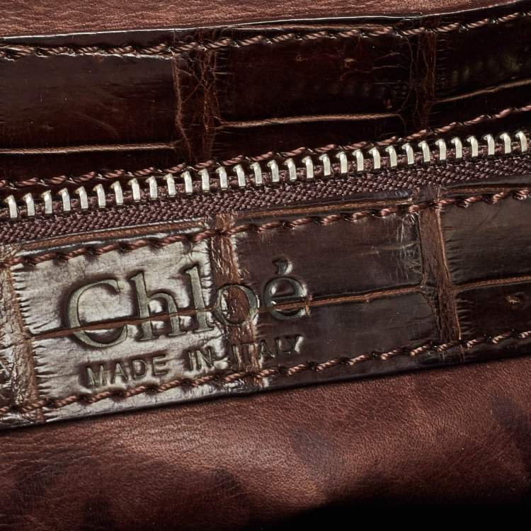 Pre Owned Chloe Brown Crocodile and Leather Medium Paddington Satchel