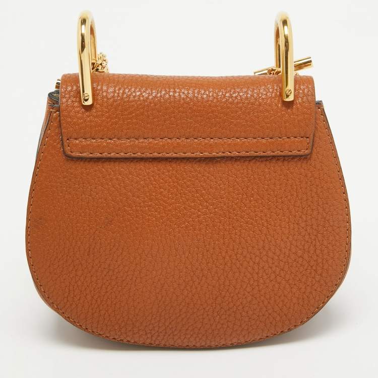 Pre Owned Chloe Brown Leather Mini Drew Shoulder Bag