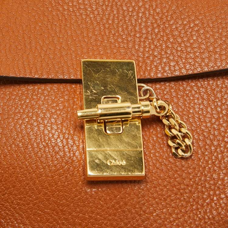 Pre Owned Chloe Brown Leather Mini Drew Shoulder Bag