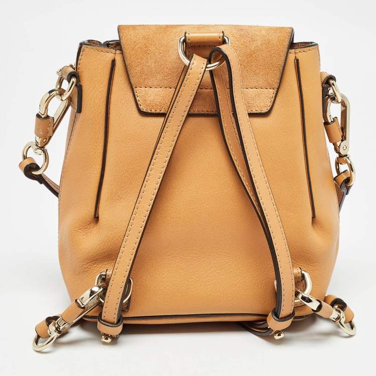 Pre Owned Chloe Tan Leather and Suede Mini Faye Daye Backpack
