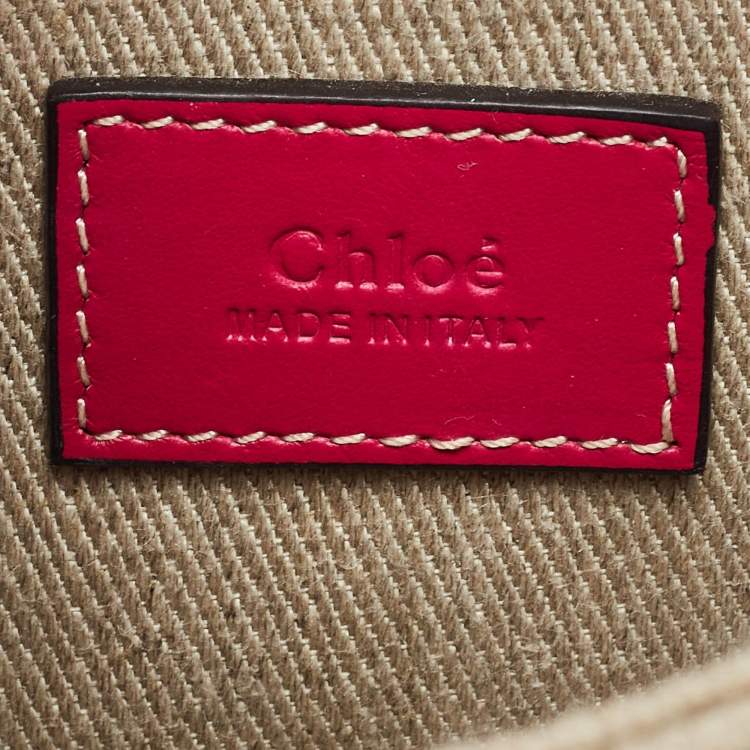 Pre Owned Chloe Pink/Beige Canvas and Leather Mini Woody Tote