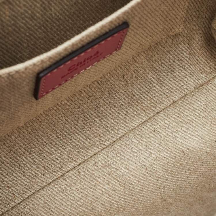 Pre Owned Chloe Pink/Beige Canvas and Leather Mini Woody Tote