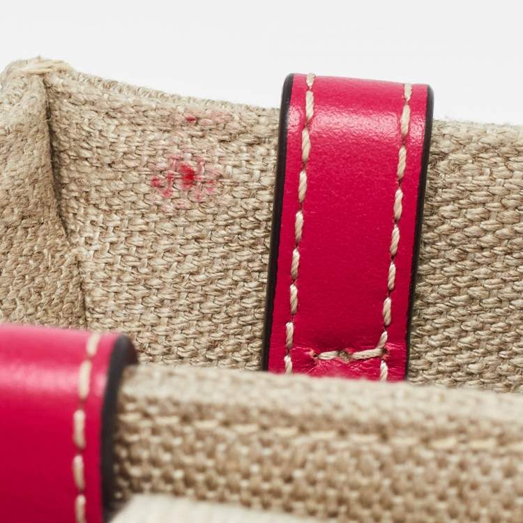 Pre Owned Chloe Pink/Beige Canvas and Leather Mini Woody Tote