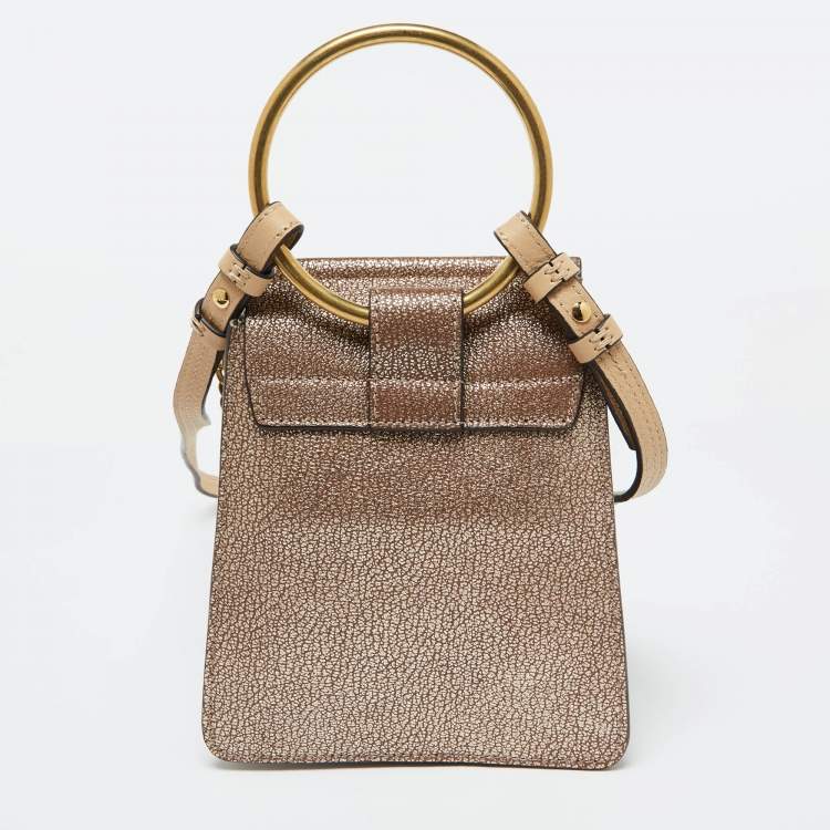 Pre Owned Chloe Gold/Beige Leather Mini Faye Crossbody Bag