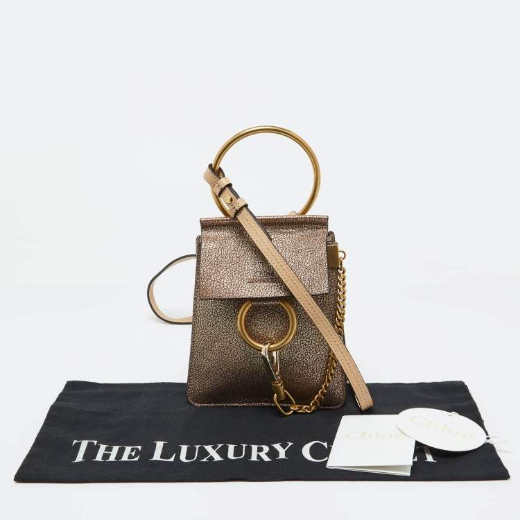 Pre Owned Chloe Gold/Beige Leather Mini Faye Crossbody Bag
