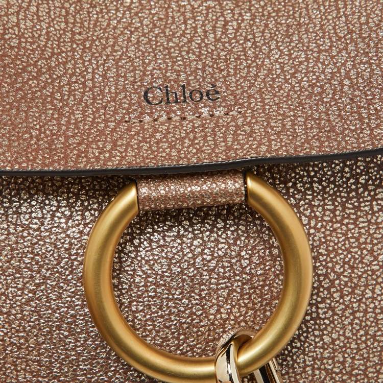 Pre Owned Chloe Gold/Beige Leather Mini Faye Crossbody Bag
