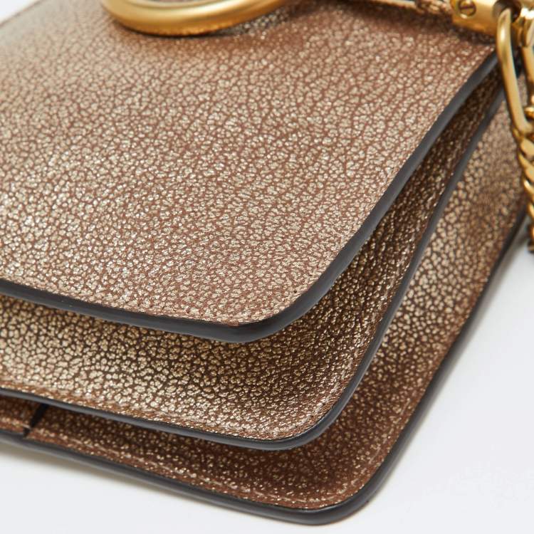 Pre Owned Chloe Gold/Beige Leather Mini Faye Crossbody Bag