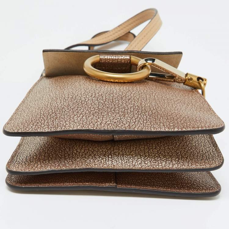 Pre Owned Chloe Gold/Beige Leather Mini Faye Crossbody Bag
