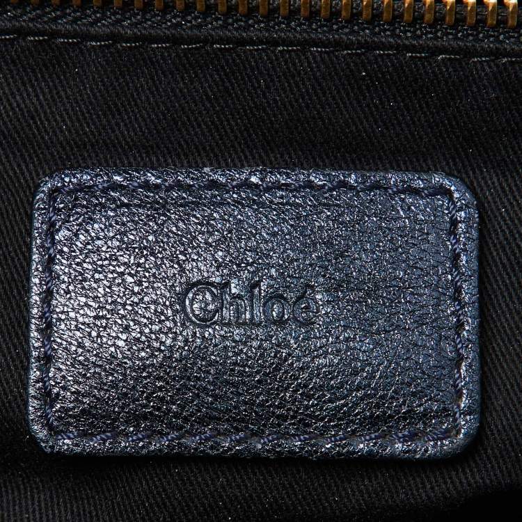 Pre Owned Chloe Metallic Blue Leather Milton Triple Chain Hobo