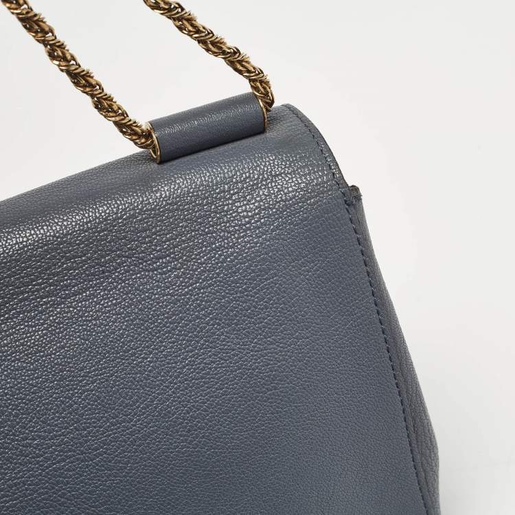 Pre Owned Chloe Ash Blue Leather Medium Elsie Shoulder Bag
