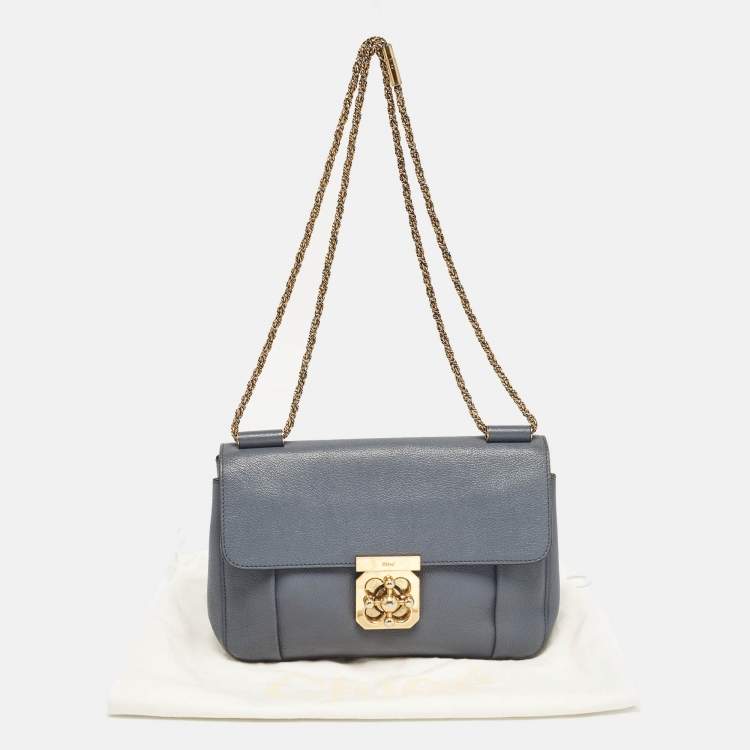 Pre Owned Chloe Ash Blue Leather Medium Elsie Shoulder Bag