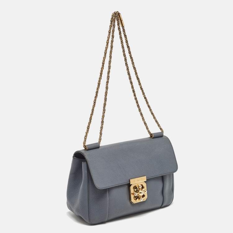 Pre Owned Chloe Ash Blue Leather Medium Elsie Shoulder Bag