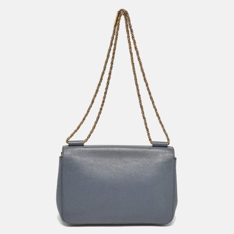 Pre Owned Chloe Ash Blue Leather Medium Elsie Shoulder Bag