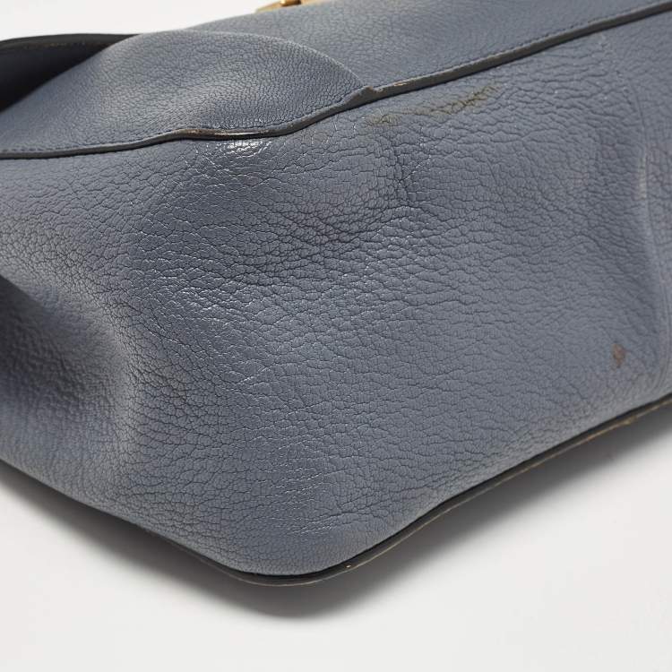 Pre Owned Chloe Ash Blue Leather Medium Elsie Shoulder Bag