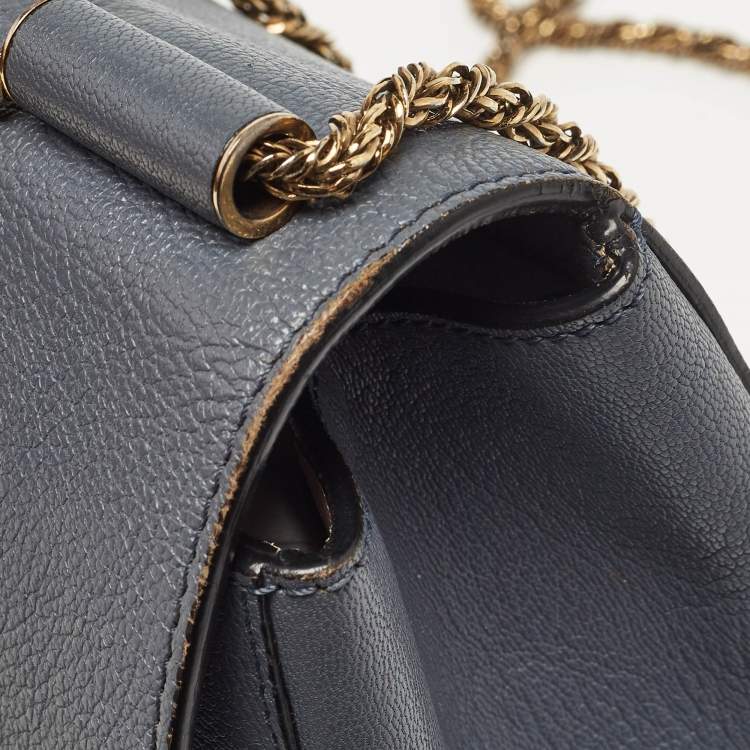 Pre Owned Chloe Ash Blue Leather Medium Elsie Shoulder Bag