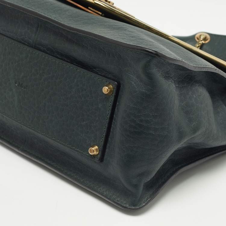 Pre Owned Chloe Dark Green Leather Medium Sally Shoulder Bag