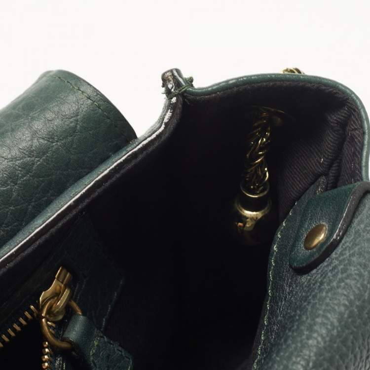 Pre Owned Chloe Dark Green Leather Medium Sally Shoulder Bag