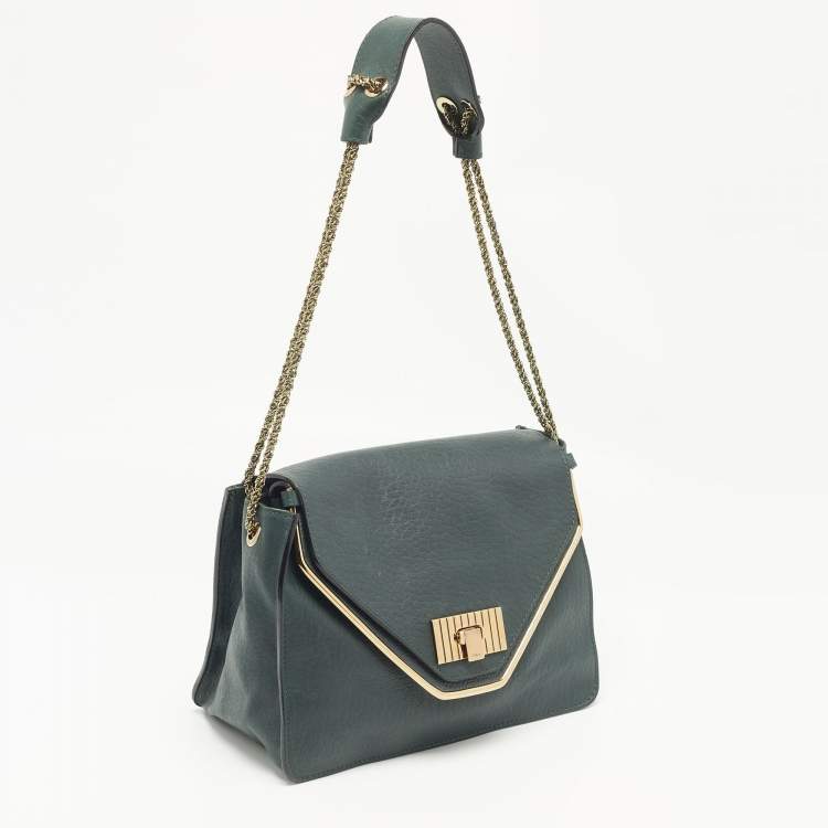 Pre Owned Chloe Dark Green Leather Medium Sally Shoulder Bag