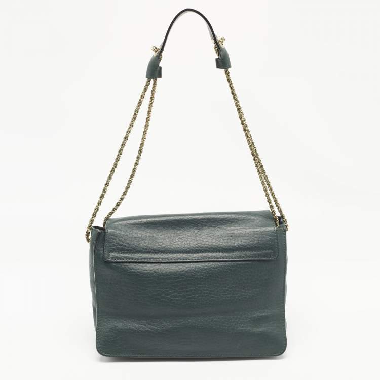Pre Owned Chloe Dark Green Leather Medium Sally Shoulder Bag