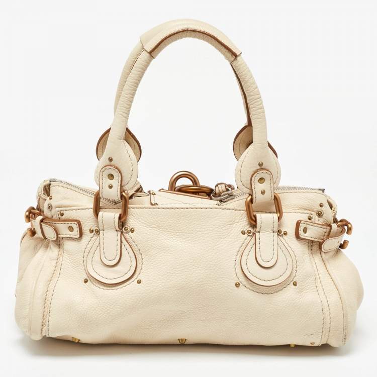Pre Owned Chloe Cream Leather Medium Paddington Satchel