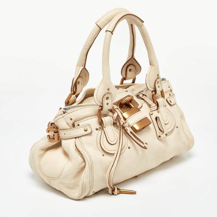 Pre Owned Chloe Cream Leather Medium Paddington Satchel