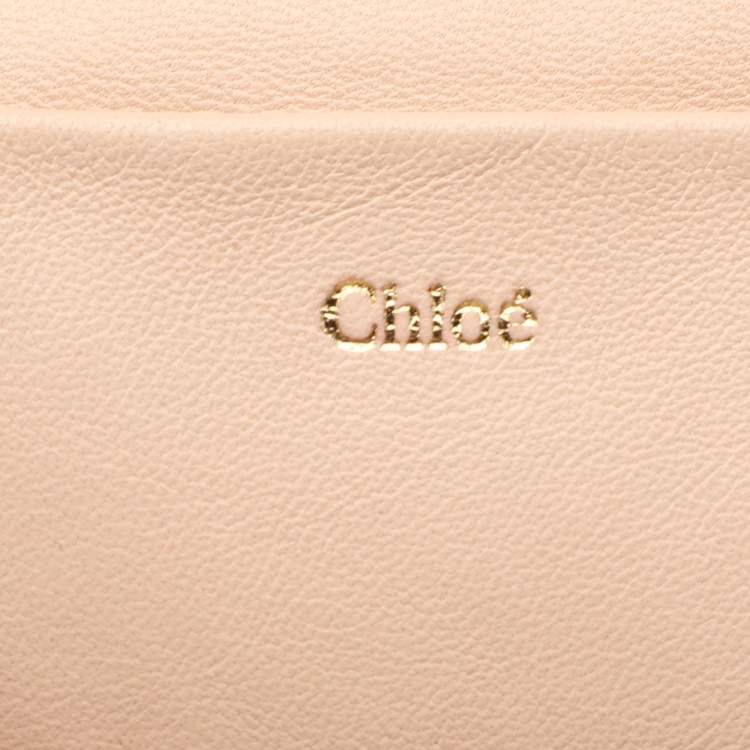 Pre Owned Chloe Beige Leather Bracelet Cosmetic Pouch