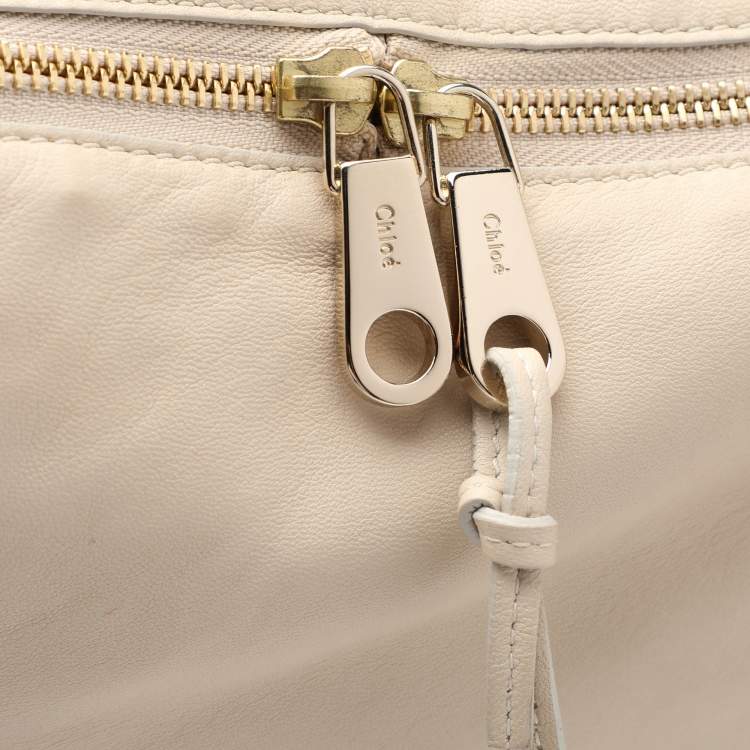Pre Owned Chloe Beige Leather Bracelet Cosmetic Pouch