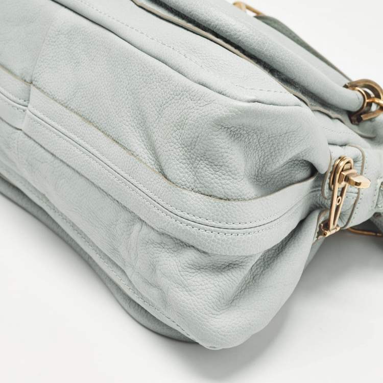Pre Owned Chloe Light Green Leather Medium Paraty Bag
