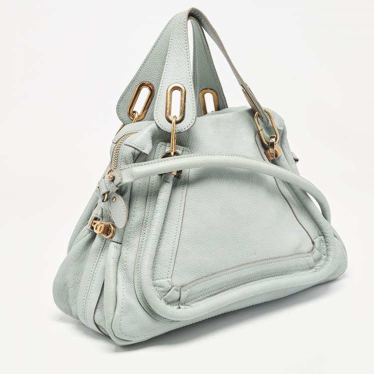 Pre Owned Chloe Light Green Leather Medium Paraty Bag