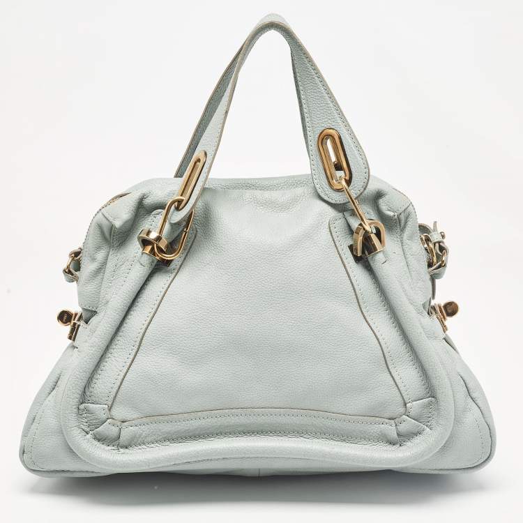 Pre Owned Chloe Light Green Leather Medium Paraty Bag